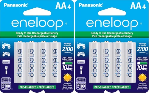 Vista 9 de Eneloop Panasonic BK-3MCCA4BA pilas recargables AA de 2100 ciclos Ni-MH, precargadas, paquete de 4