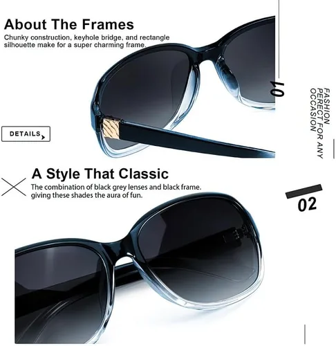 Vista 5 de SIPHEW - Gafas de sol polarizadas para mujer, gafas de sol cuadradas clásicas para mujer con protección UV