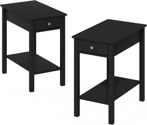 Vista 19 de Mesa de noche con cajón Furinno, Madera, Marrón oscuro/Negro