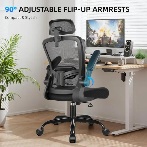 Vista 6 de FelixKing Silla de Oficina, Silla de Escritorio con Soporte Lumbar Ajustable, Silla de Computadora Ergonómica con Respaldo Alto y Respaldo