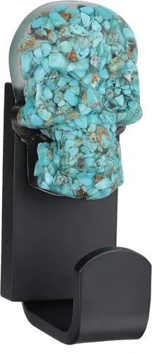 Vista 9 de Rockcloud Paquete de 2 estatuas decorativas de piedra curativa de Reiki de calavera de cristal, gancho para colgar en la pared, para colgar abrigos