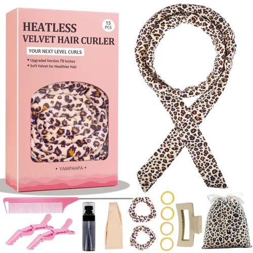 Vista 14 de Rizos sin Calor con Diadema para la Noche, 70'' Rizadores de Cabello sin Calor para Cabello Mediano a Largo, Negro