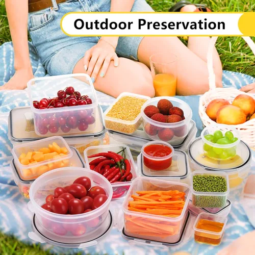 Vista 7 de Juego de 34 recipientes de almacenamiento de alimentos con tapas herméticas (17 tapas y 17 recipientes), contenedor de plástico sin BPA