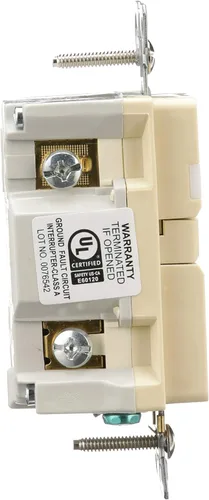 Vista 5 de Eaton GFCI - Receptáculo dúplex de autocomprobación 20A -125V resistente a manipulaciones con luz nocturna y placa de pared de tamaño estándar