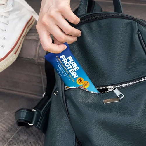 Vista 6 de Pure Protein Chocolate Peanut Butter - Barras nutritivas ricas en proteínas, bajas en azúcar, sin gluten, mantequilla de maní de chocolate, 1.76