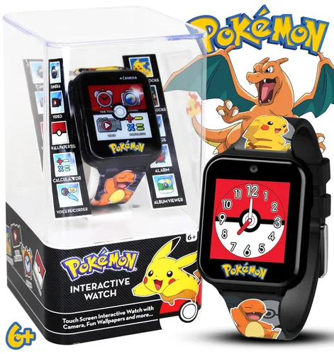 Vista 2 de Reloj inteligente interactivo para niños Pokémon – Reloj con pantalla táctil con juegos, cámara, grabadora de voz, contador de pasos, alarma