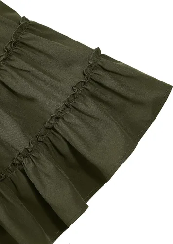 Vista 4 de LYANER Conjunto de 2 piezas para mujer, conjunto de blusa corta con encaje halter y minifalda floral