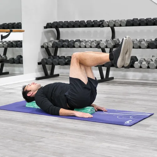 Vista 4 de OPTP PRO-Roller - Rodillo de espuma de densidad estándar, rodillo de espuma semicircular de 36 pulgadas para ejercicio y terapia física, verde, 36 x