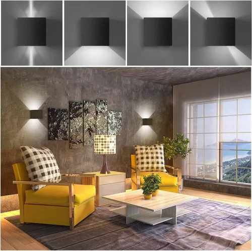 Vista 2 de LEDMO Luces LED de pared para exteriores de 20 W, antioxidantes, ajustables, modernas, impermeables, 6000 K, luces negras para porche, patio