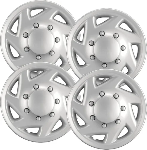 Tapacubos plateados de 16 pulgadas de alta calidad para Ford Van, construcción resistente de una pieza (juego de 4)