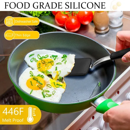 Vista 3 de Espátula de silicona para galletas, paquete de 2 mini espátulas de brownie, espátula flexible de silicona pequeña para utensilios de cocina Negro