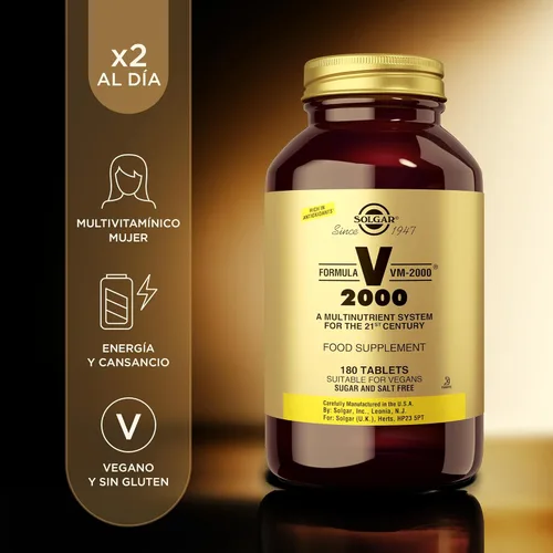 Vista 2 de Solgar Formula VM-2000 (Sistema multinutriente), 180 comprimidos - Múltiple de calidad premium - Contiene zinc - Apoya un sistema inmunológico
