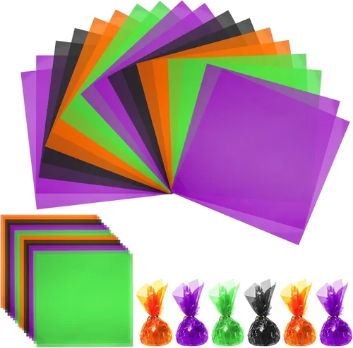 Vista 10 de Outus hojas de celofán, 8x 8 pulgadas, 8 colores, 104 piezas