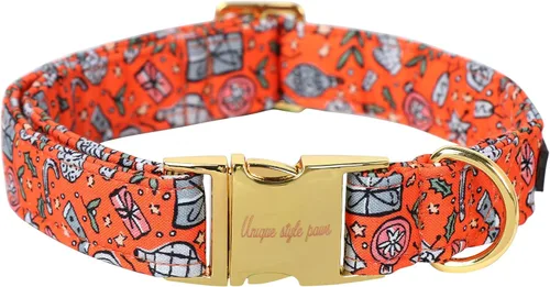 Vista 13 de Unique style paws - Collar para perro con hebilla de metal, naranja, duradero, lindo collar para perros pequeños, medianos y grandes