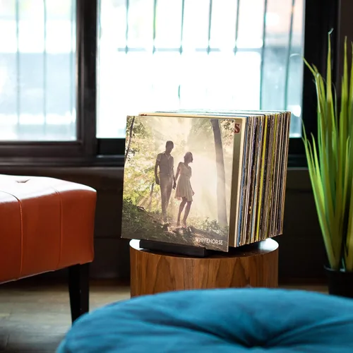 Vista 2 de Soporte Premium para Discos de Vinilo - un Soporte para Discos de Estilo de Mediados de Siglo para Álbumes, Capacidad de 50-60 LP - con una Ranura