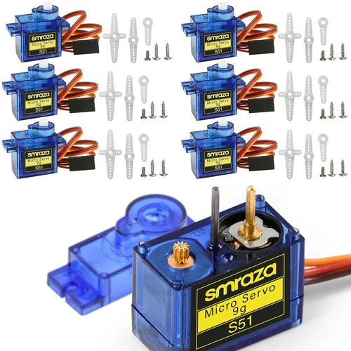 Vista 9 de Smraza 4 piezas SG90 9G Micro Servo Kit (engranaje metálico) para proyectos Arduino, robot RC, brazo de robot, helicóptero, control de avión, coche