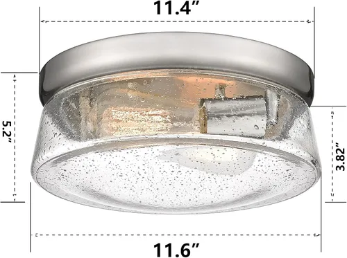 Vista 6 de Hopejoy C601-SN - Accesorio de iluminación de montaje empotrado, 2 luces, para pasillo, cerca del techo, níquel cepillado con vidrio sembrado