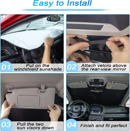 Vista 5 de Parasol a medida para parabrisas compatible con Toyota 4Runner 2010-2022 2023 2024, accesorios, bloquea los rayos UV, protector de visera de sol