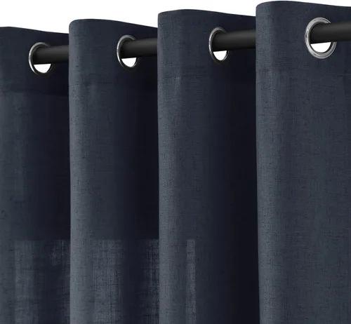 Vista 43 de Cortinas de lino verde aguamarina de 84 pulgadas de largo, 2 paneles para sala de estar y dormitorio, cortinas transparentes de filtrado de luz