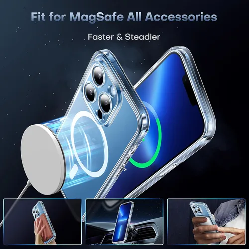 Vista 158 de TOCOL Funda para iPhone 11, compatible con Magsafe, protección completa de cámara, imanes integrados, protección contra caídas, funda translúcida