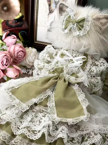 Vista 101 de Moda Vestido de Princesa de Encaje para Perro Cachorro Dulce para Perro EXTRAL Pequeño y Pequeño A-Negro XX-Pequeño