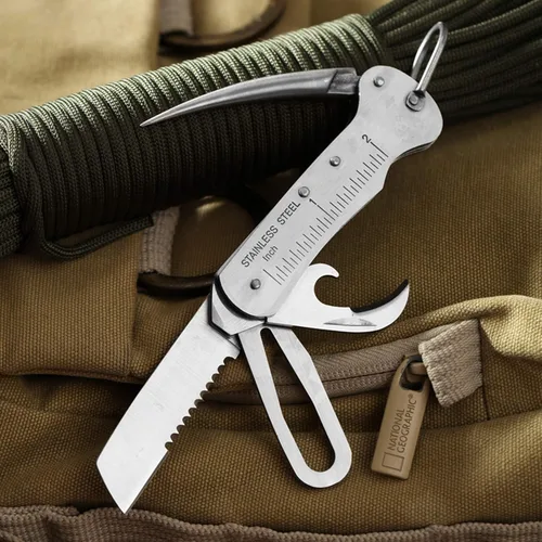 Vista 4 de Cuchillo de Supervivencia para Marinero Tamaño Bolsillo EDC Multiherramienta Swiss Army Skipper Herramienta de Emergencia para Rigging