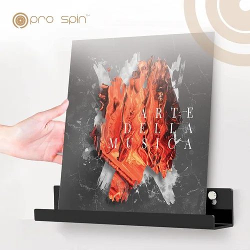 Vista 6 de PRO SPIN Soporte para discos de vinilo, paquete de 6 unidades, color negro, estante para discos de vinilo, soporte de pared para discos de vinilo