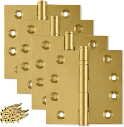Vista 11 de Bisagra de puerta de latón macizo, rodamiento de bolas resistente, 4 x 4 pulgadas, juego de 2 bisagras (latón antiguo)
