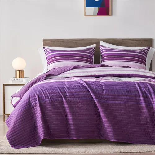 Vista 11 de KAKIJUMN - Juego de ropa de cama para cama full/queen, juego de edredón de patchwork a rayas en negro, blanco y gris, juego de 2 piezas de colcha