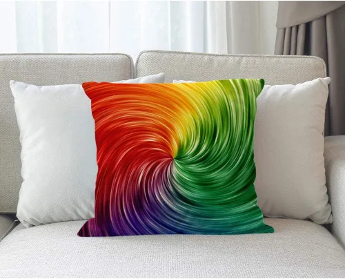 Vista 7 de Moslion Funda de almohada decorativa de arcoíris con diseño de espiral, 18 x 18 pulgadas, funda de cojín cuadrada de lino y algodón para el día