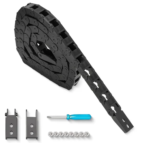 Portacables de cadena de arrastre 1M R15 de 0.276 x 0.276 in (Inn HxW) de plástico negro para enrutador CNC e impresora 3D, con conector extra,