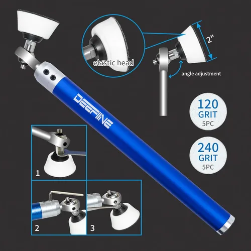 Vista 3 de Juego de herramientas de torneado de torno de madera con punta de carburo con lijadora de cuenco, herramienta de desbaste y acabado de ahuecado