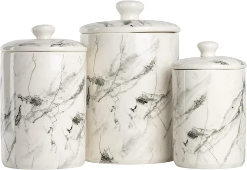 Vista 16 de 10 Strawberry Street Juego de 3 recipientes de cocina de cerámica de diamante en relieve, color gris