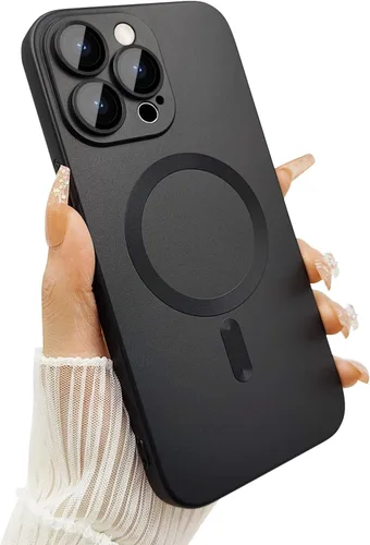 Vista 18 de ankofave Funda magnética para iPhone 15 para mujer, diseño de brillo metálico suave mate con protector de lente de cámara, compatible con Magsafe