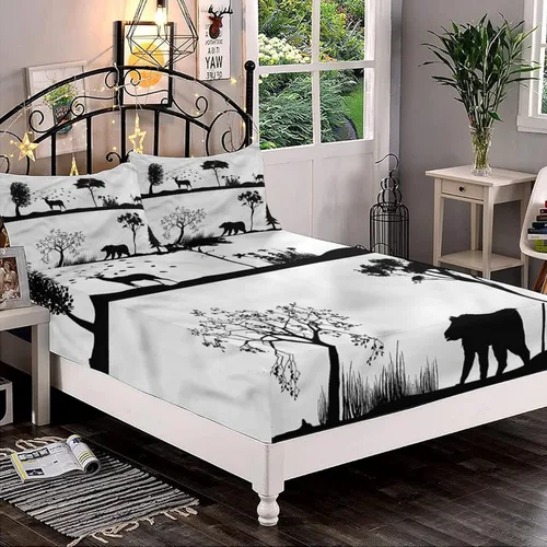 Vista 18 de Juego de sábanas bajeras decorativas tamaño individual, sábana bajera con bolsillos profundos de cabina y juego de 2 fundas de almohada