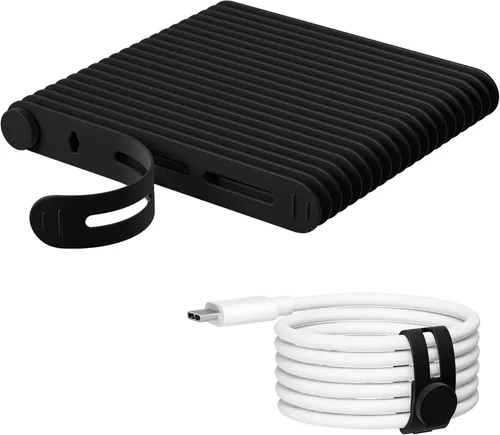 Vista 12 de 20 unidades de bridas reutilizables para cables Nearockle, bridas ajustables de silicona para organizar cables pequeños, bridas de cierre