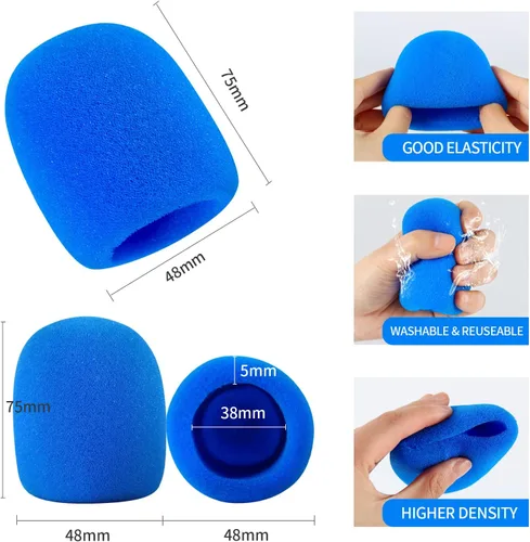 Vista 2 de 20 fundas de micrófono coloridas fundas de espuma para parabrisas de micrófono, filtro de espuma micro reutilizable para la mayoría de micrófonos