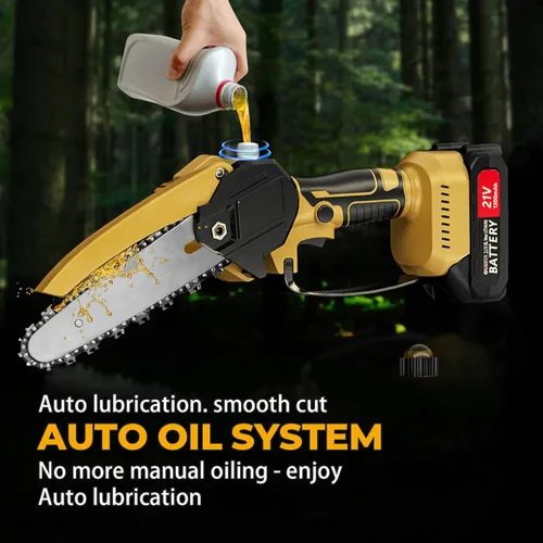 Vista 4 de Sierra de poste inalámbrica 2 en 1 y mini motosierra, sierra de árbol de 6 pulgadas con poste de extensión de 4.4 pies, cabezal multiángulo, 2