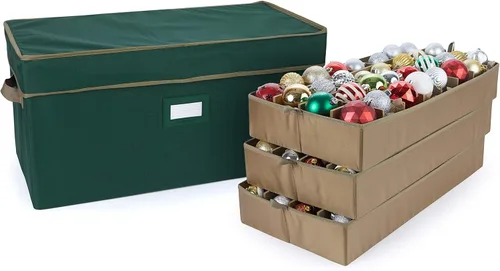 Vista 15 de Covermates Keepsakes – Caja de almacenamiento ajustable de 72 piezas – Capacidad para adornos de 4 pulgadas – Resistente – Asas – apilables