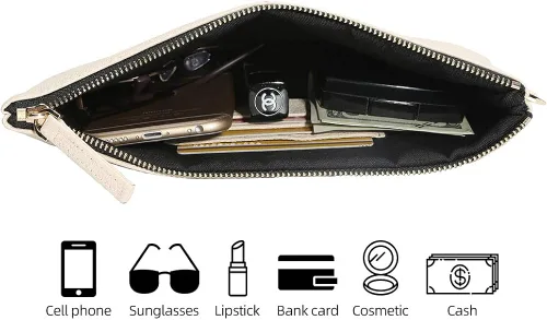 Vista 3 de DORISJACKY Bolso de mano de piel de cordero para mujer grande suave con correa Embrague