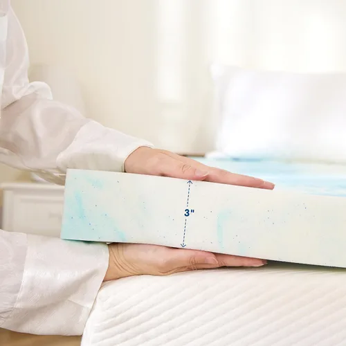 Vista 7 de CHUN YI 3 Inch Memory Foam Mattress Topper Queen, Cooling Ventilation Gel Bed Topper, High Density Mattress Pad for Pressure Relief with 21" Deep