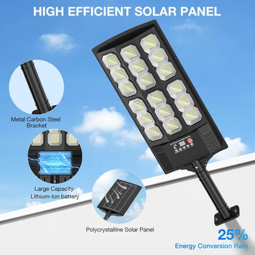 Vista 2 de Farolas solares para exteriores, luces LED solares de 20000LM con control remoto, luces con sensor de movimiento, para exteriores, patio, garaje