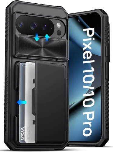 Vista 21 de ATATOO Funda para Google Pixel 10 Pro XL con tarjetero (almacena 3-5 tarjetas) [bloqueo RFID] y cubierta de lente deslizante, protección de grado