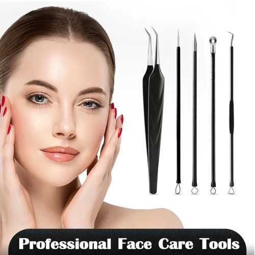 Vista 5 de FVION Kit de extractor de espinillas y acné, kit de herramientas profesional para reventar espinillas, pinzas para el acné y herramientas