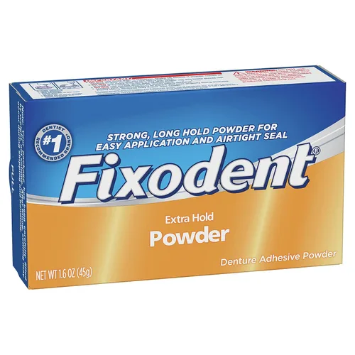 Fixodent Polvo adhesivo para dentaduras postizas, sujeción extra - 1.6 oz