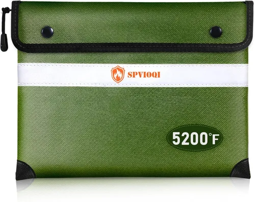 Vista 8 de Bolsa de Documentos Ignífuga Mejorada de 5200°F - Bolsa Ignífuga con Cremallera, Aislada Térmica, Tira Reflectante para Encontrar Rápidamente