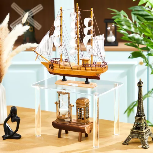 Vista 5 de RattanView 1 soporte de exhibición de acrílico rectangular de 12 pulgadas, soporte para plantas de acrílico de 4 patas, 0.236 in de grosor