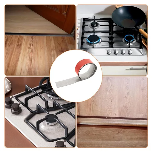 Vista 6 de Tira de transición de piso, tiras de transición de vinilo autoadhesivas de 3.28 pies, tira divisora de suelo de madera a azulejos, para unir huecos