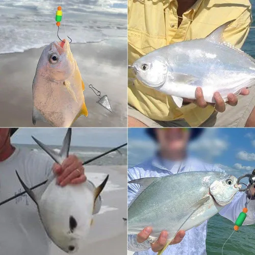 Vista 6 de Aparejos Pompano para Pesca de Surf en Agua Salada con Gancho de Doble Círculo y Espacio Amplio - Juego de 6 Accesorios de Pesca de Surf