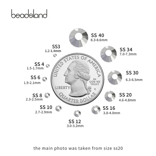 Vista 9 de Beadsland 1440 diamantes de imitación de cristal con parte trasera plana, gemas redondas, ámbar, SS3, 0.047-0.055 in
